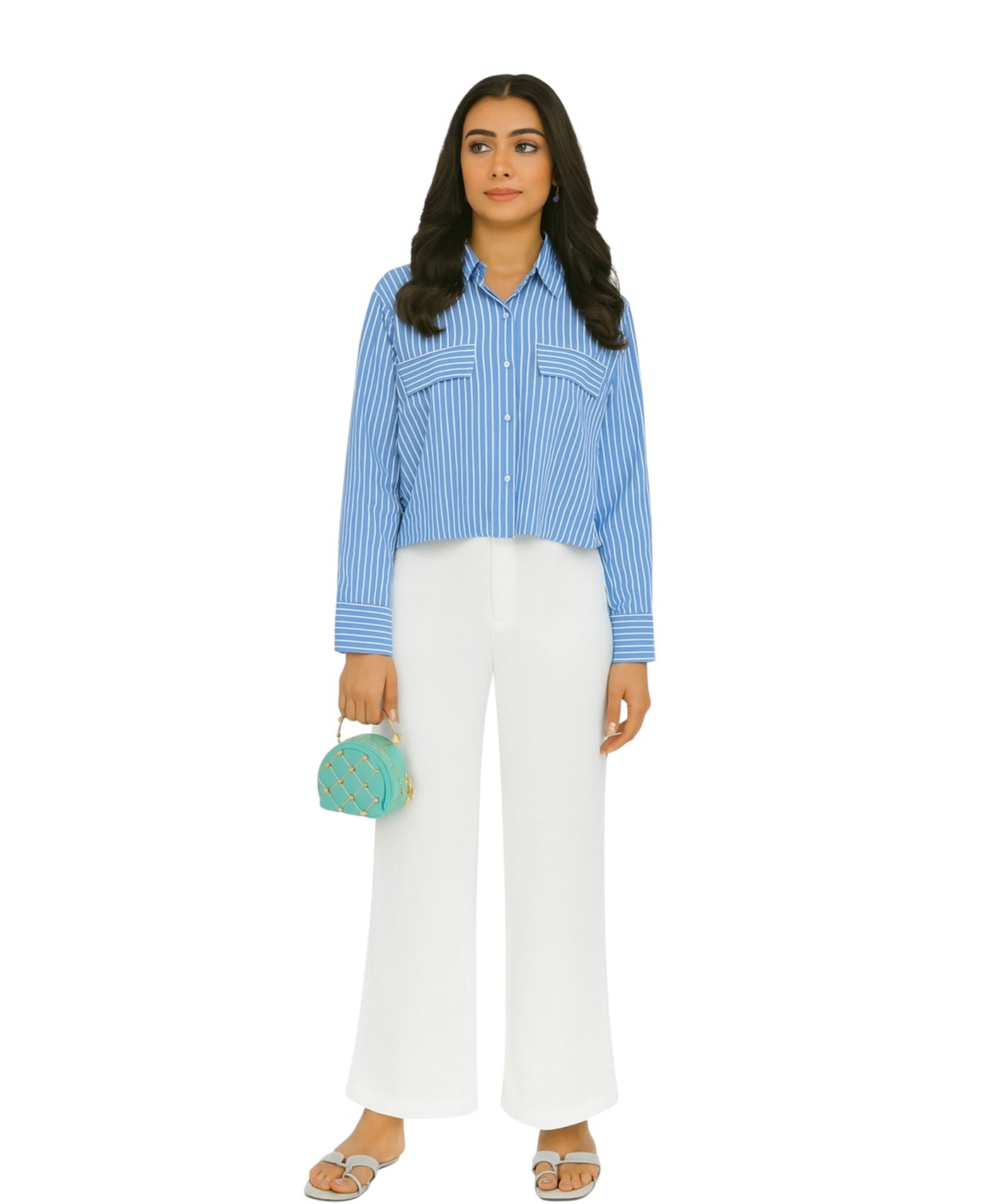SILVI BLUE CROP SHIRT