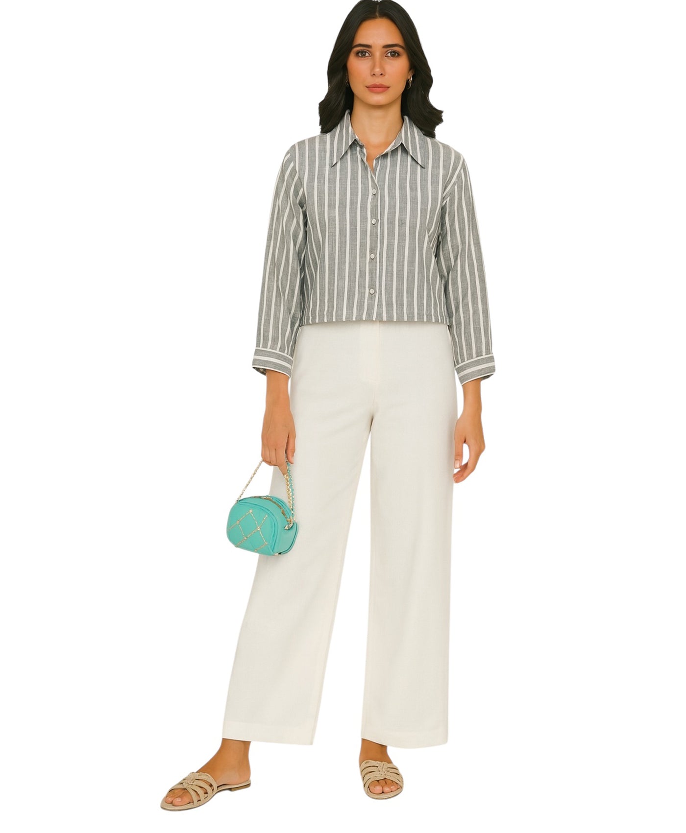 SILVI CHARCOAL CROP SHIRT